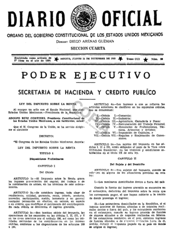 Ley del Impuesto Sobre la Renta de 31 de Diciembre de 1953