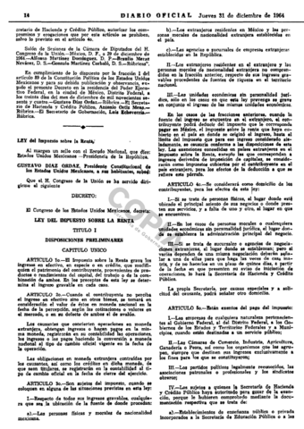 Ley del Impuesto sobre la Renta de 30 de diciembre de 1964