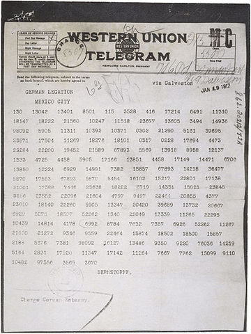 The Zimmerman Telegram Is Sent