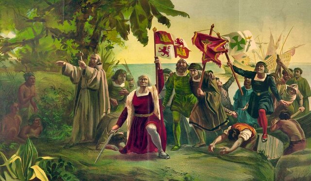 Cristoforo Colombo scopre il Nuovo Mondo.