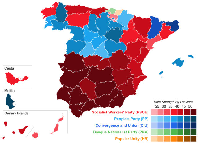 El PSOE pierde la presidencia de algunas Comunidades autónomas de España
