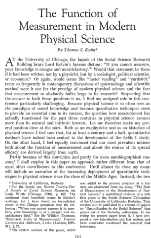 The Function of Measurement in Modern Physical Science 1961
