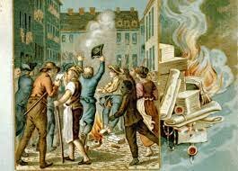 The British government imposes the Stamp Act on the colonies. The colonies protest with the Stamp Act Congress.