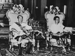 King Sihanouk abdicated in favour of his father.