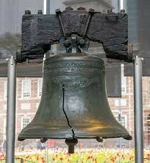 The Liberty Bell is cracked when it is first rung in testing. It was fixed by 1753.
