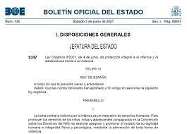 Ley Orgánica 8/2021, de 4 de junio, de protección integral a la infancia y la adolescencia frente a la violencia