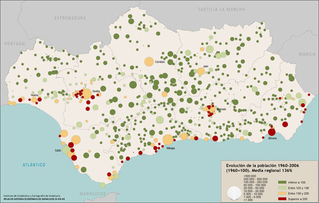 Andalucia: Evolución de la población 1960-2006