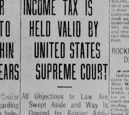 16th Amendment Ratified