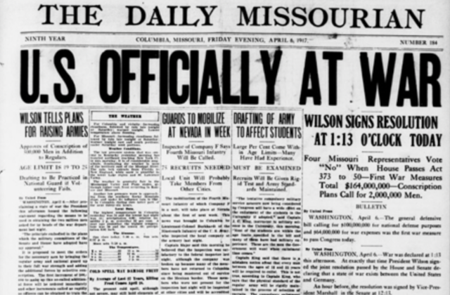 U.S. enters World War I