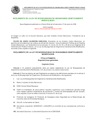 Reglamento de la Ley de Bioseguridad de Organismos Genéticamente Modificados