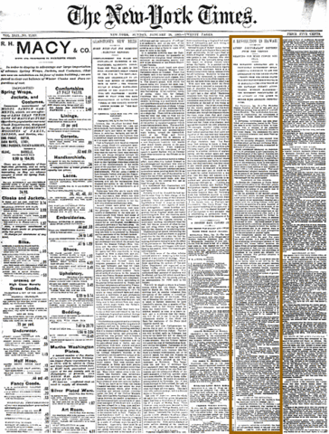Planters Over Thrown Queen Of Hawaii