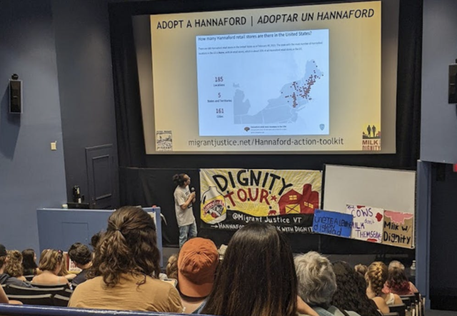 MJ speak at the College during their Milk with Dignity Tour (2023)