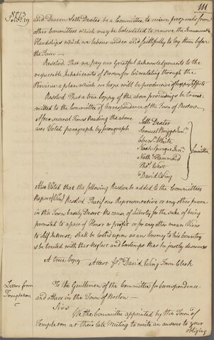 Committees of Correspondence Established