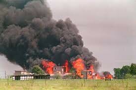 The compound burns down