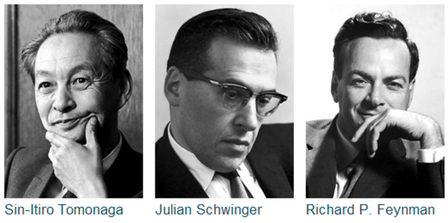 Shinichiro Tomonaga, Julian Schwinger y Richard Feynman