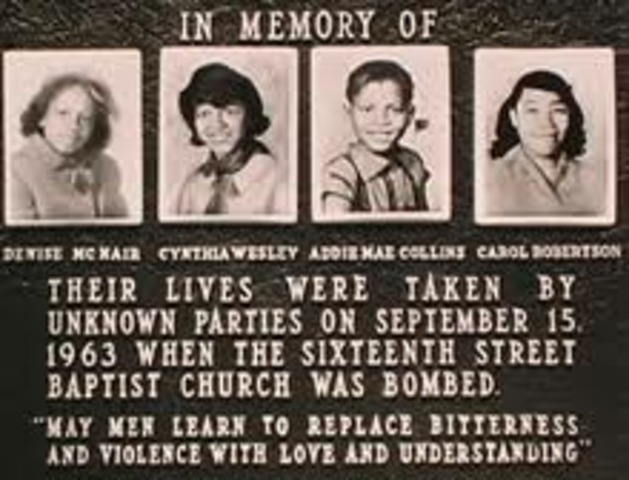 16th Street Baptist Church (K.K.K target) was bombed and killed four little girls (coloreed)