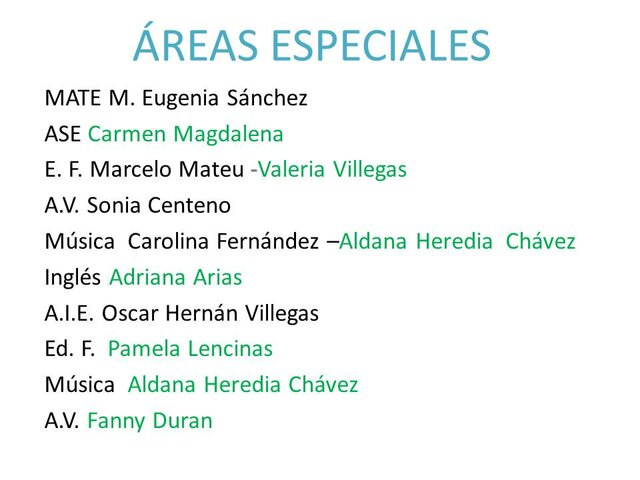 Personal de Areas Especiales 2023