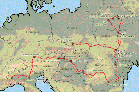 Primo Levi is freed by the Red Army and returns to Italy.