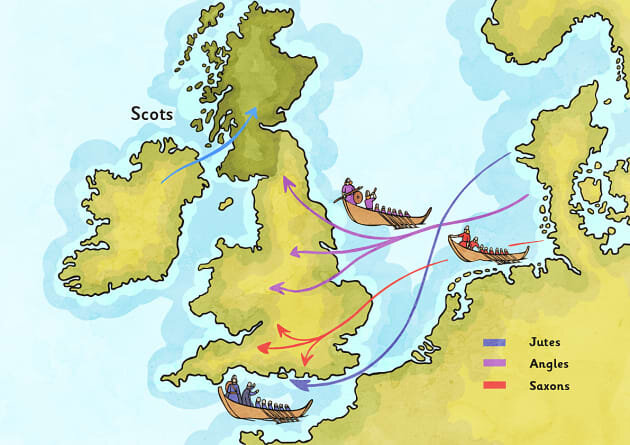6th Century:  3 Germanic tribes arrive to England: Angles, Saxons and Jutes