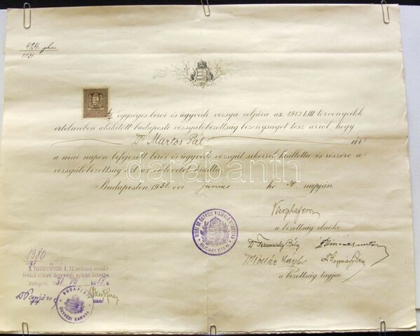 Ügyvédi vizsga letétele