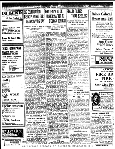 San Antonio Express Spanish Influenza