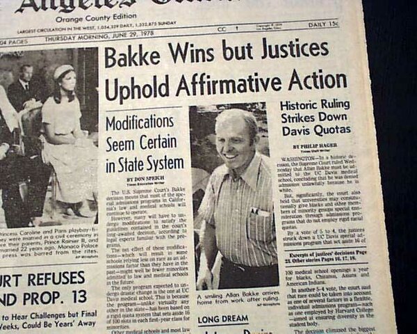 University of California Regents V Bakke (Achievement, Legislation/Supreme Court Case, No violence)