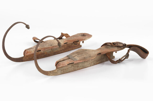 The curled toe ice skates were invented