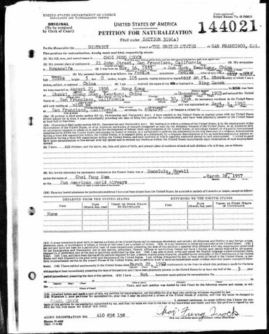 Pearl Petitions for U.S. Citizenship