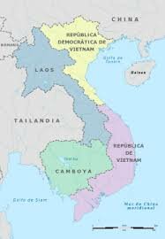 Derrota francesa de Indochina y creación de 4 estados: Vietnam del Norte,Vietnam del Sur,Laos y Camboya.