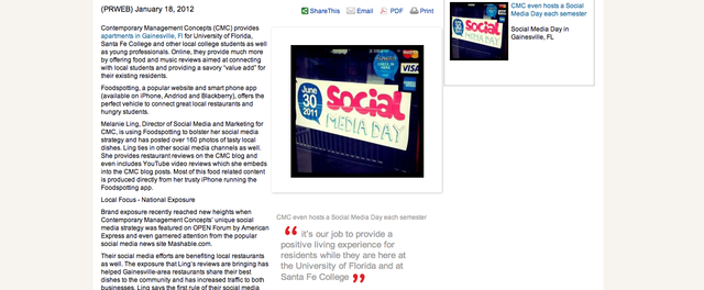 CMC on Yahoo! News and PR Web