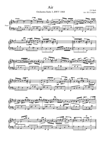 J. S. Bach. Ària de la Suite a Re M Per a Orquestra BWV 1068. Partitura. Audició