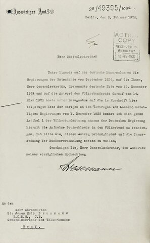 German entrance into League of Nations