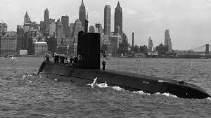 The launching of the USS Nautilus, the first nuclear-powered submarine.