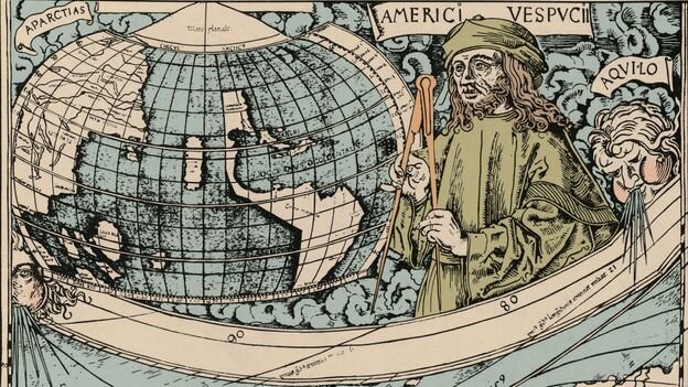 Amerigo Vespucci beslutter at den Nye Verden er et nyt kontinent