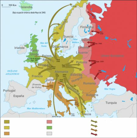 El desarrollo de la guerra en el frente. La primera etapa (1939- 1941): el éxito alemán. Las victorias del Eje.