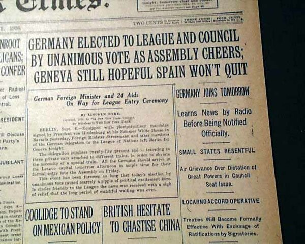 German entrance into League of Nations