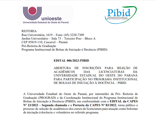 Inscrição PIBID