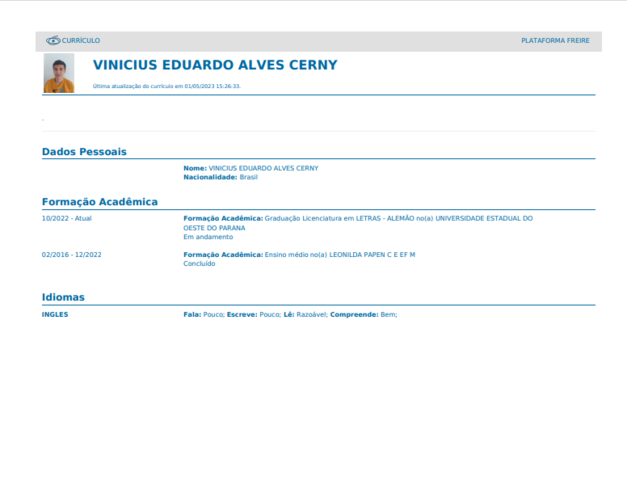 Preenchimento do Currículo