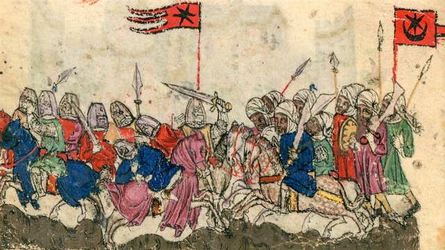 Batalla de Yarmouk. El ejército musulmán derrota al Imperio Bizantino en Palestina, lo que marca la expansión islámica hacia el Levante