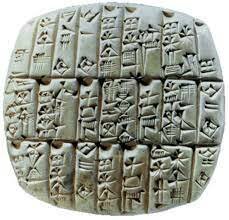 pictogramas, invención de la escritura cuneiforme (Sumeria), la cual son cortes bajo relieve sobre paletas de barro.