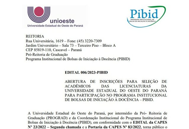 Inscrição PIBID