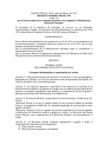Decreto 088 del 22 de enero de 2976