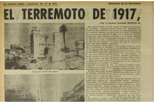 25 de diciembre de 1917 - Terremotos devastan la capitalL