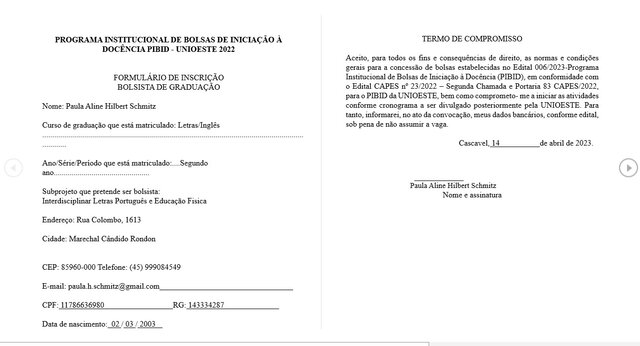 Inscrição no Pibid