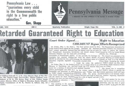 Pennsylvania Assn. for Retarded Children v. Commonwealth of Pennsylvania (PARC) and Mills v. Board of Education of District of Columbia