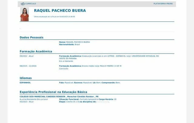 Preenchimento do currículo