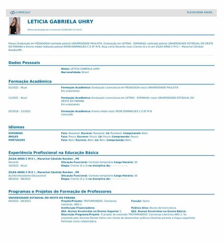 Preenchimento do Currículo