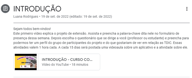 Introdução do curso