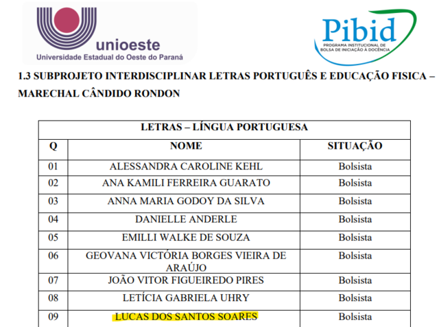 RESULTADO DA SELEÇÃO