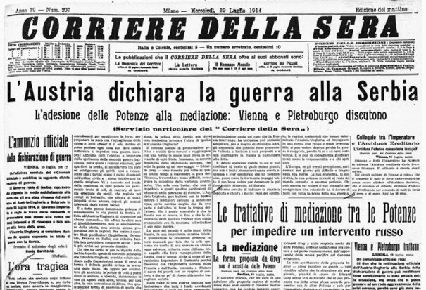 L'INIZIO DELLA PRIMA GUERRA MONDIALE